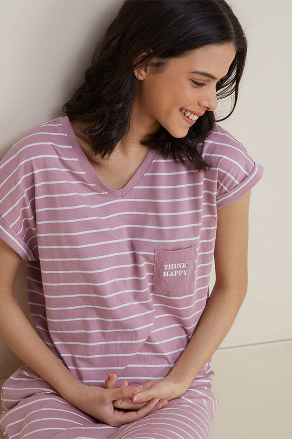 THINK HAPPY PRINTED T-SHIRT ONLY