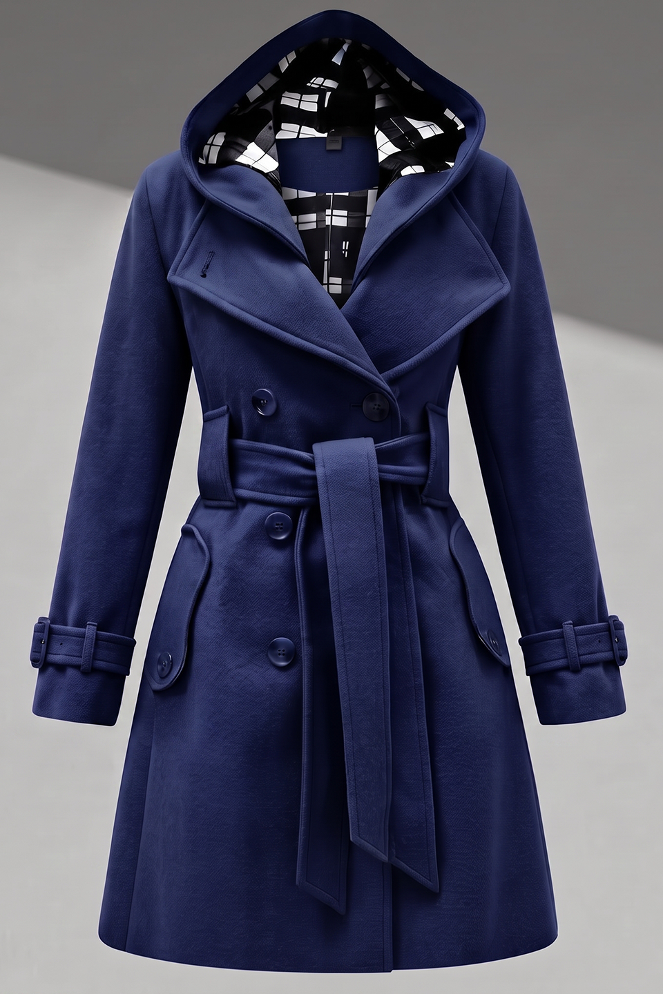 Emerce- Women Long Coat Navy Blue -