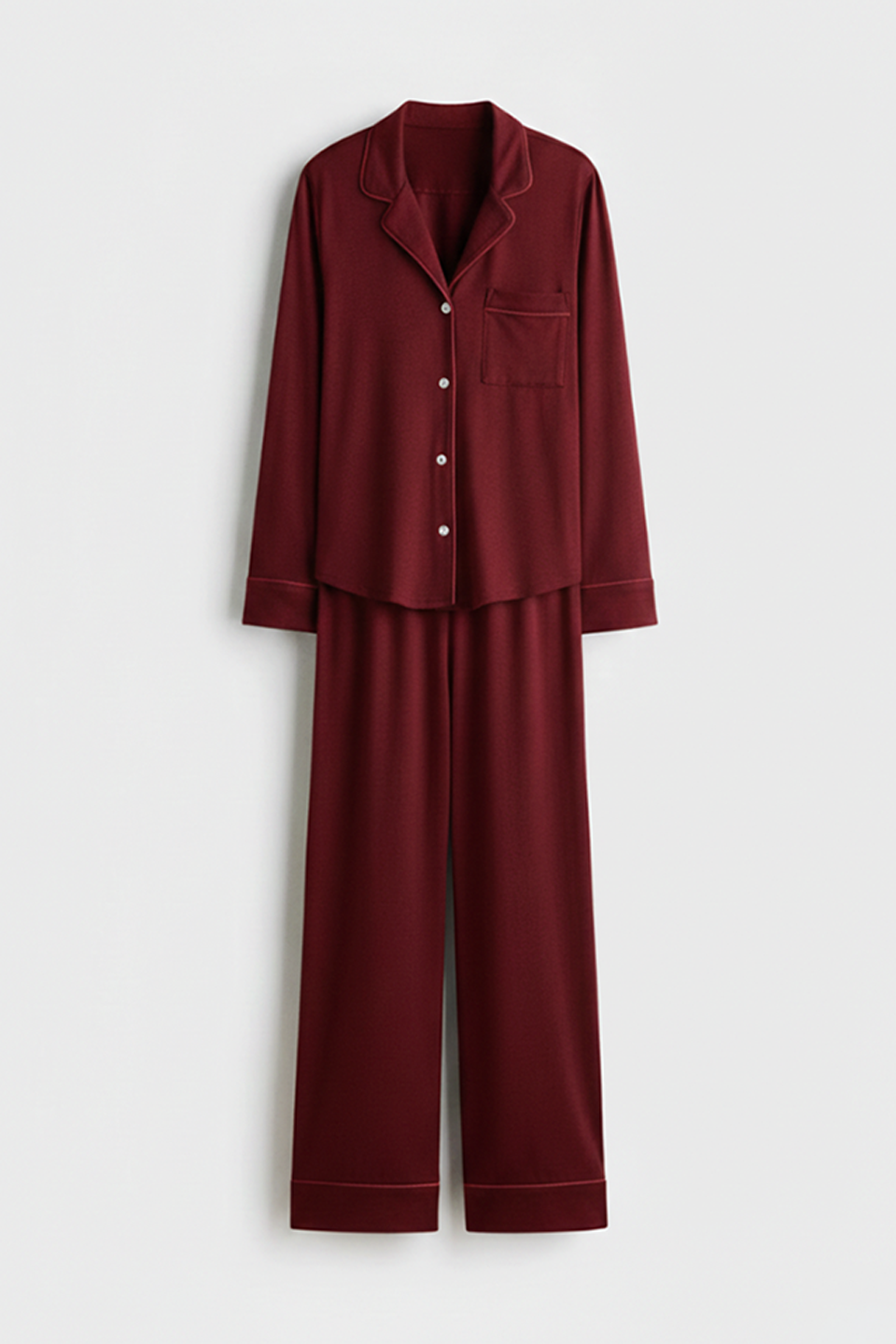 Emerce - Basic Linen Pajama Set - Red