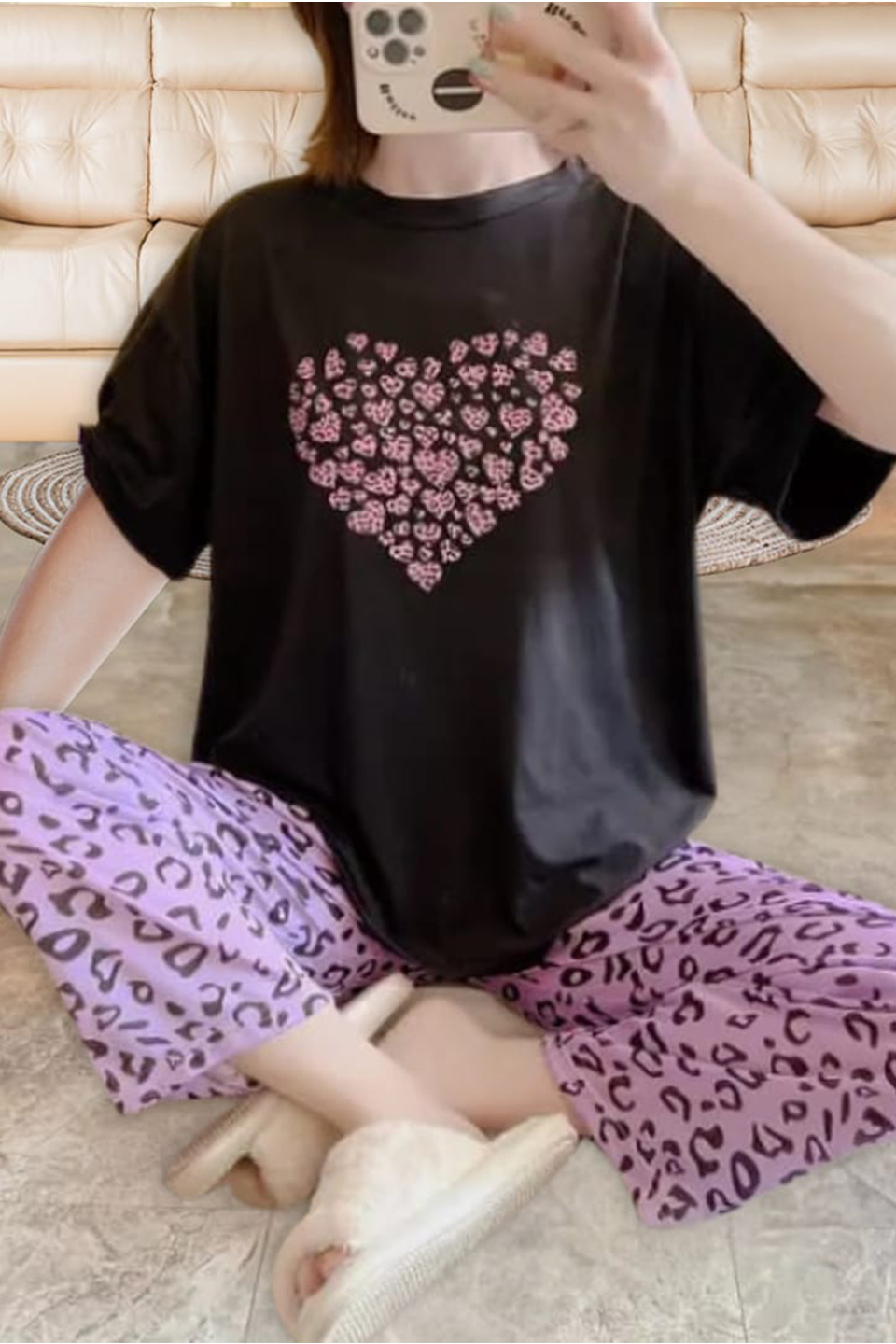 Big Heart Printed PJ Suit