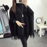PLAIN PONCHO - BLACK