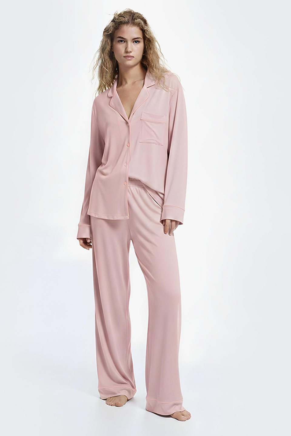 Emerce - Basic Linen Pajama Set - Dusty Pink