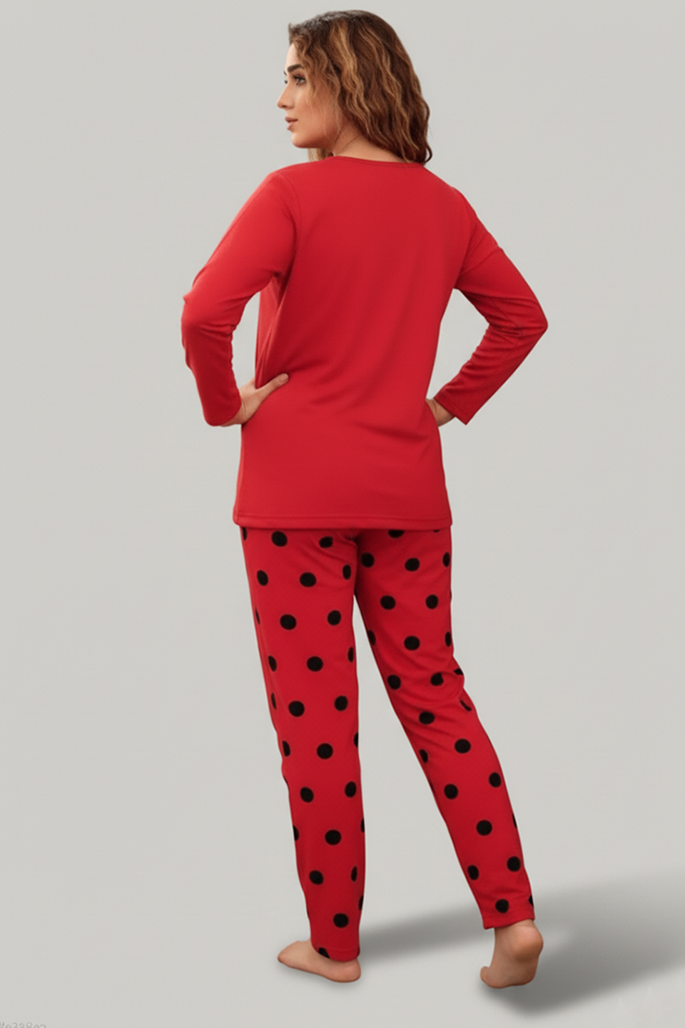 Emerce - SMILEY NEW POLKA TROUSER NIGHT SUIT-RED