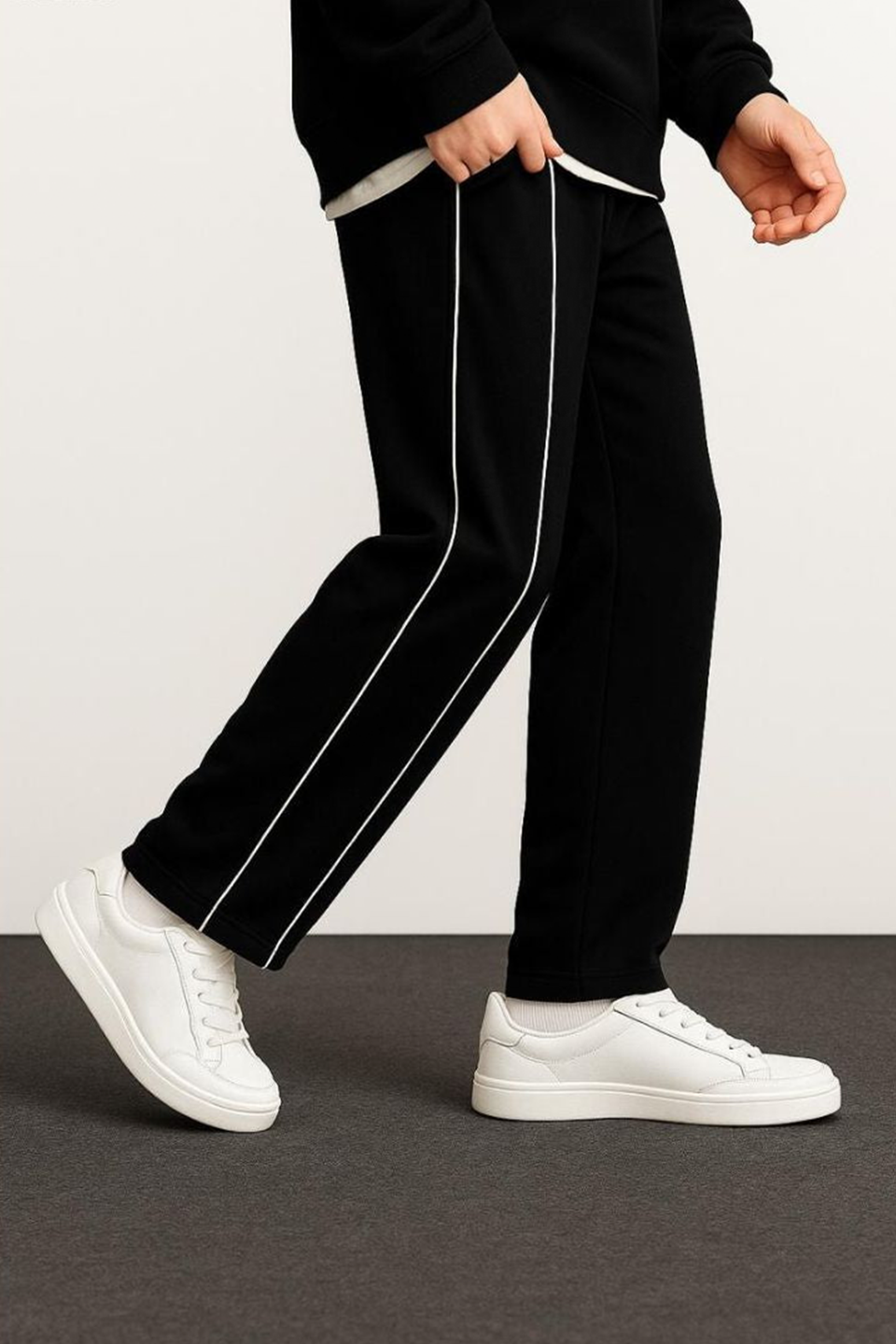 Emerce - Stripe Line Loose Bottom Trouser - Black
