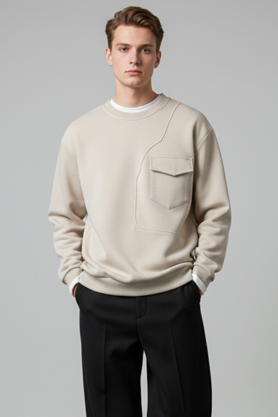 Emerce - Pocket Sweat Shirt -Beige