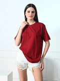 Emerce - Maroon Drop Shoulder Tshirt-W