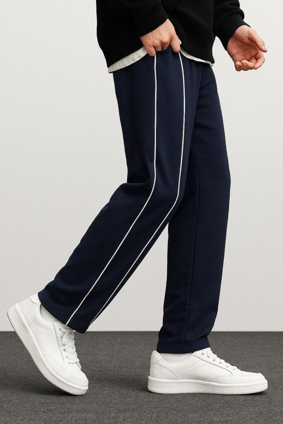 Emerce - Stripe Line Loose Bottom Trouser - Navy