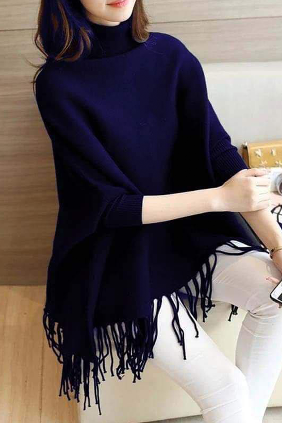 Emerce - PLAIN PONCHO - NAVYBLUE