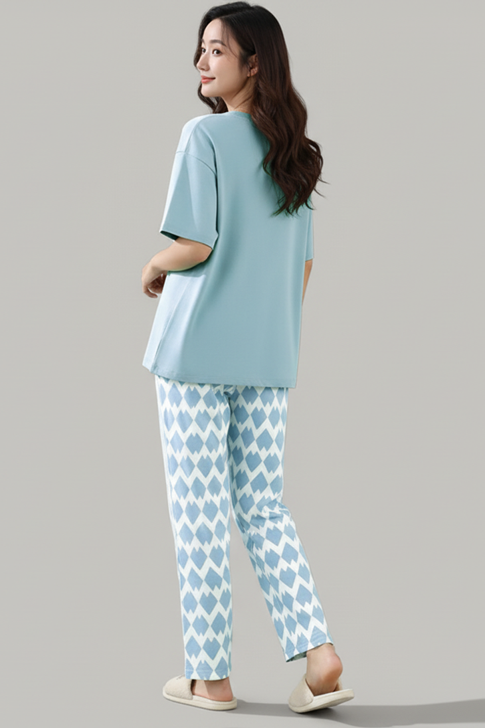 M-SKYBLUE MOTION PRINTED NIGHT SUIT