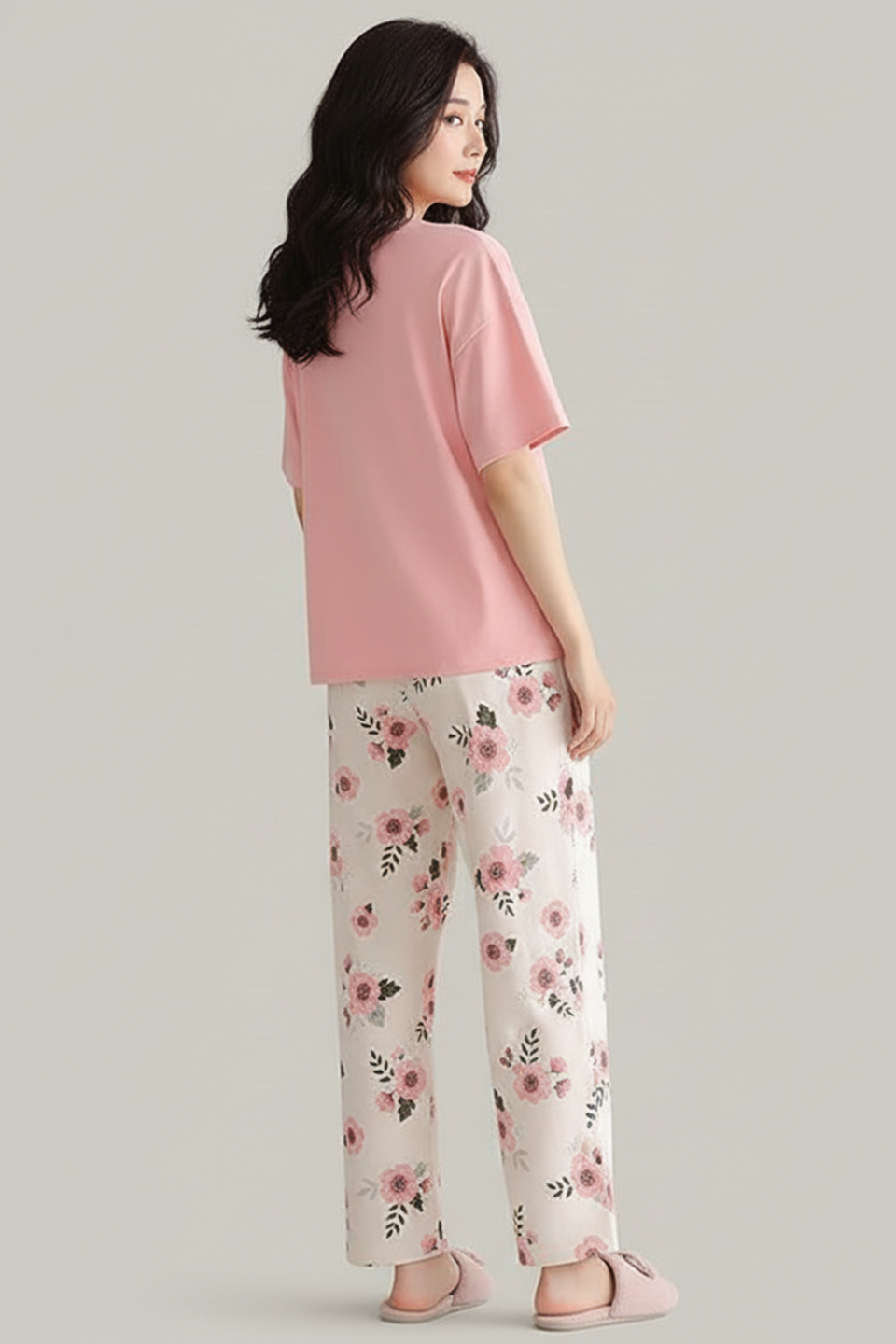N-Pocket Printed Night Suit - Pink