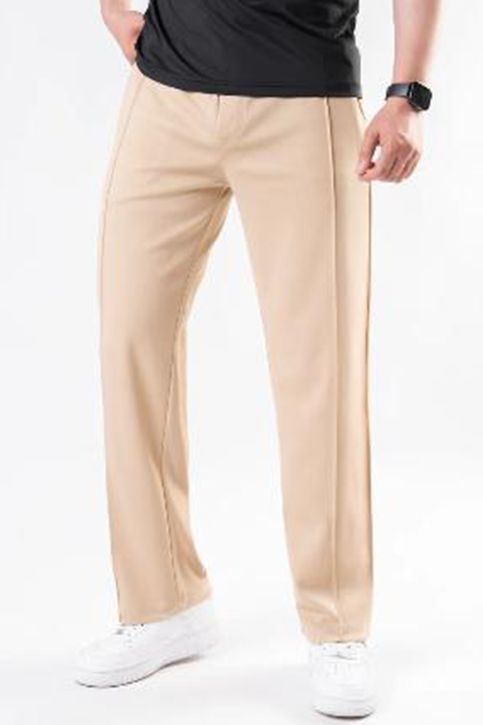 Emerce - Stripe Straight Trouser- BEIGE