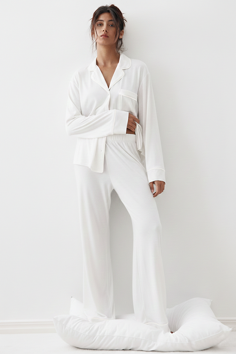 Emerce - Basic Linen Pajama Set - White