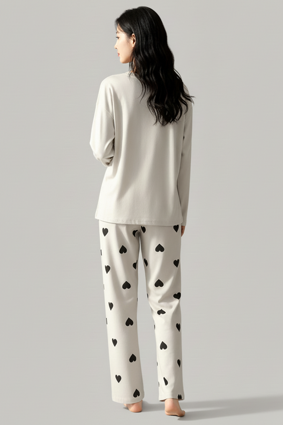 M-CHECKERED HEART PRINTED PJ SUIT FULL SLEEVES