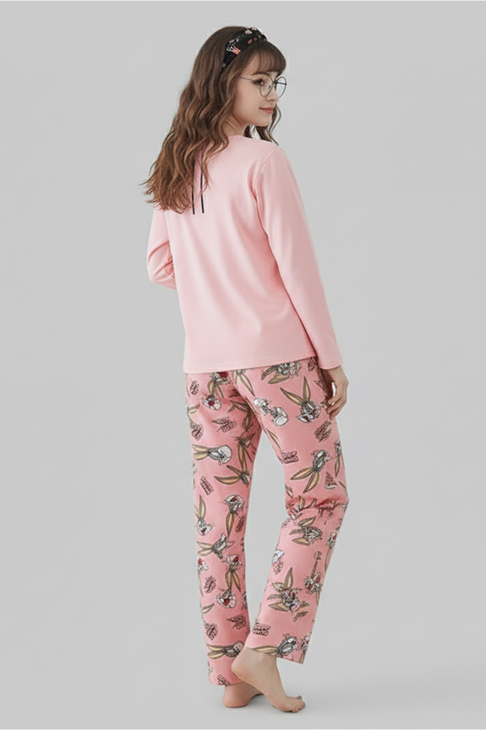 Emerce - M-Pink Bunny Printed Night Suit