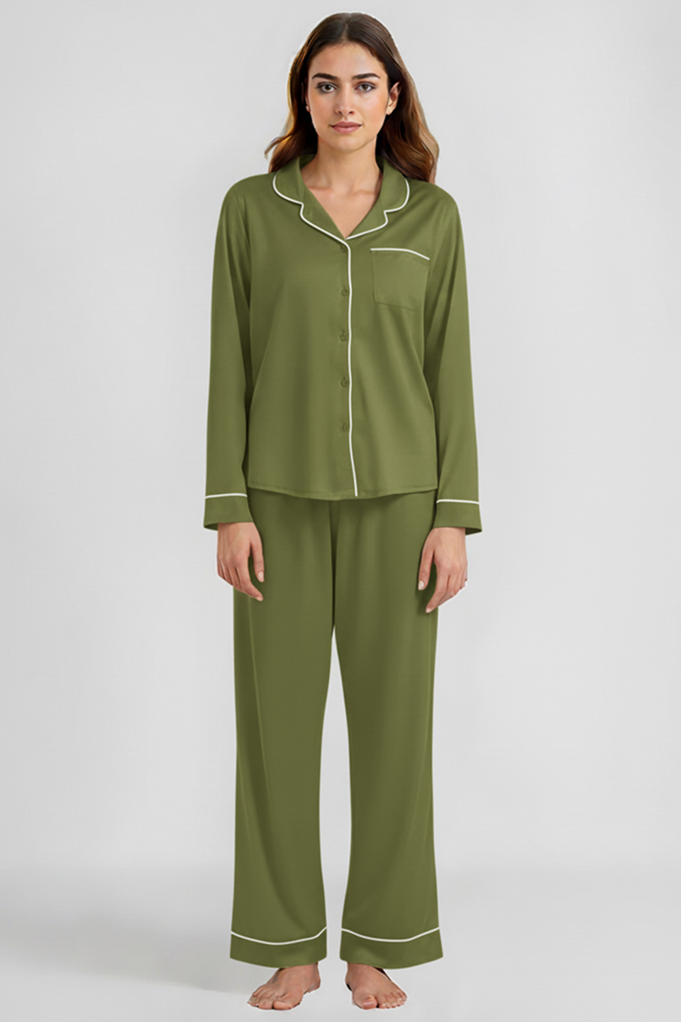 Emerce - SILK NIGHT SUIT - OLIVE