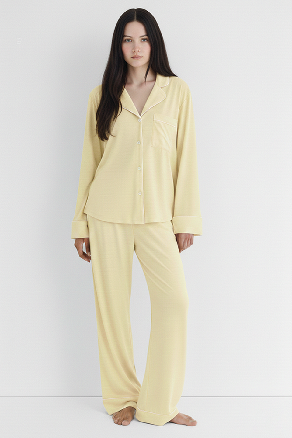 Emerce - Basic Linen Pajama Set - Lemon