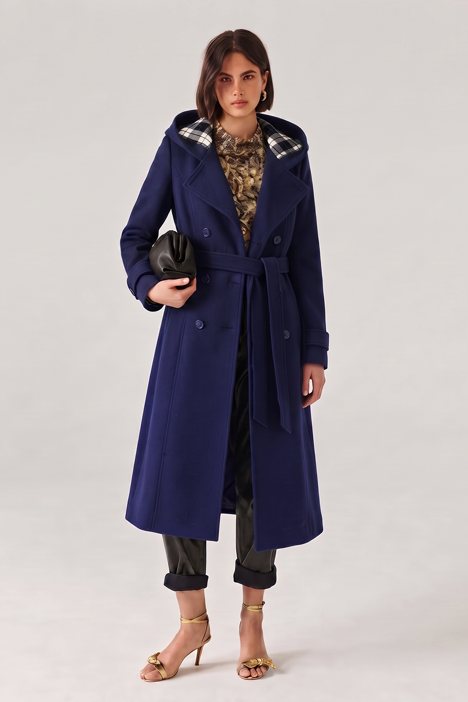 Emerce- Women Long Coat Navy Blue -