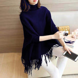 PLAIN PONCHO - NAVYBLUE