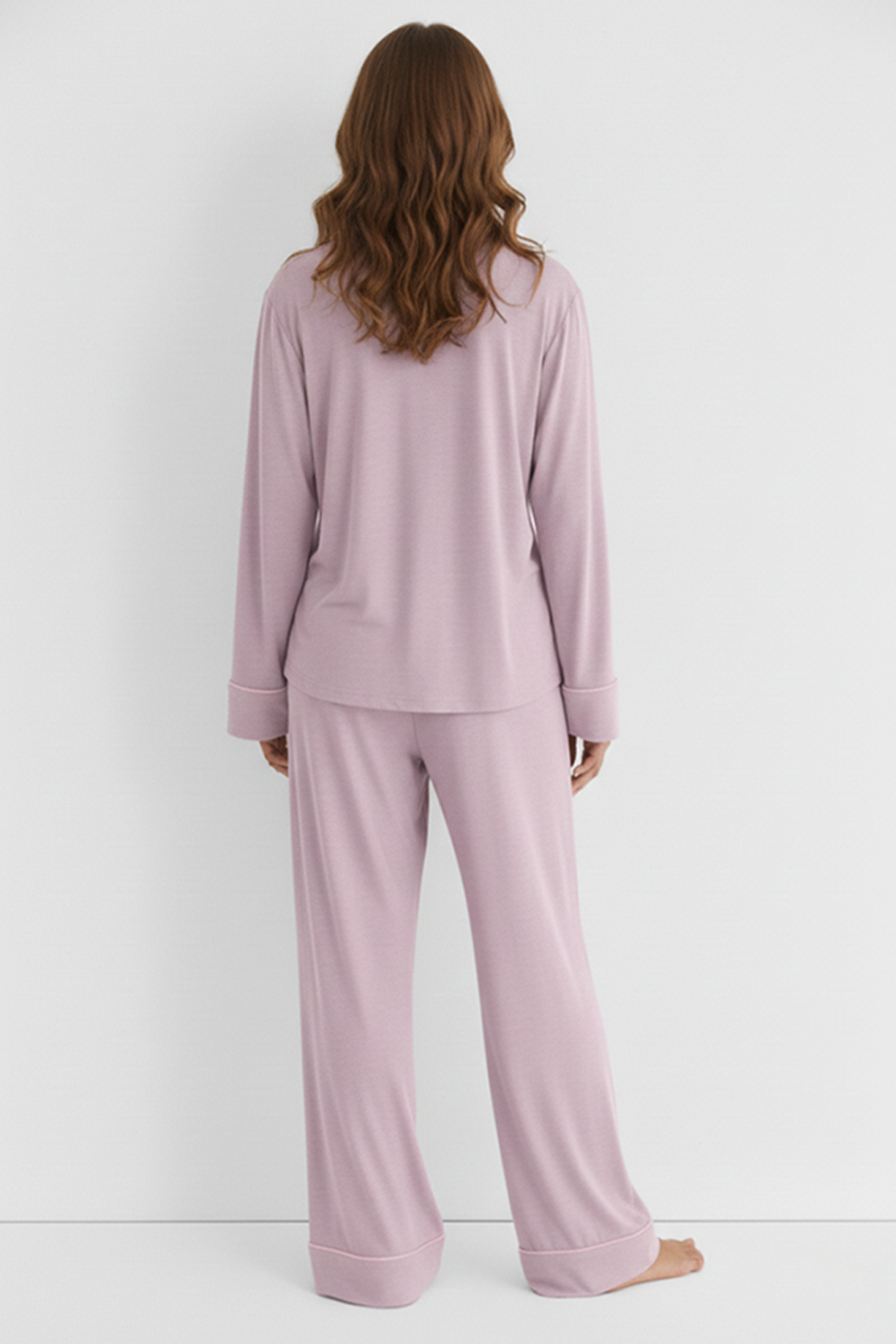 Emerce - Basic Linen Pajama Set - Lilac