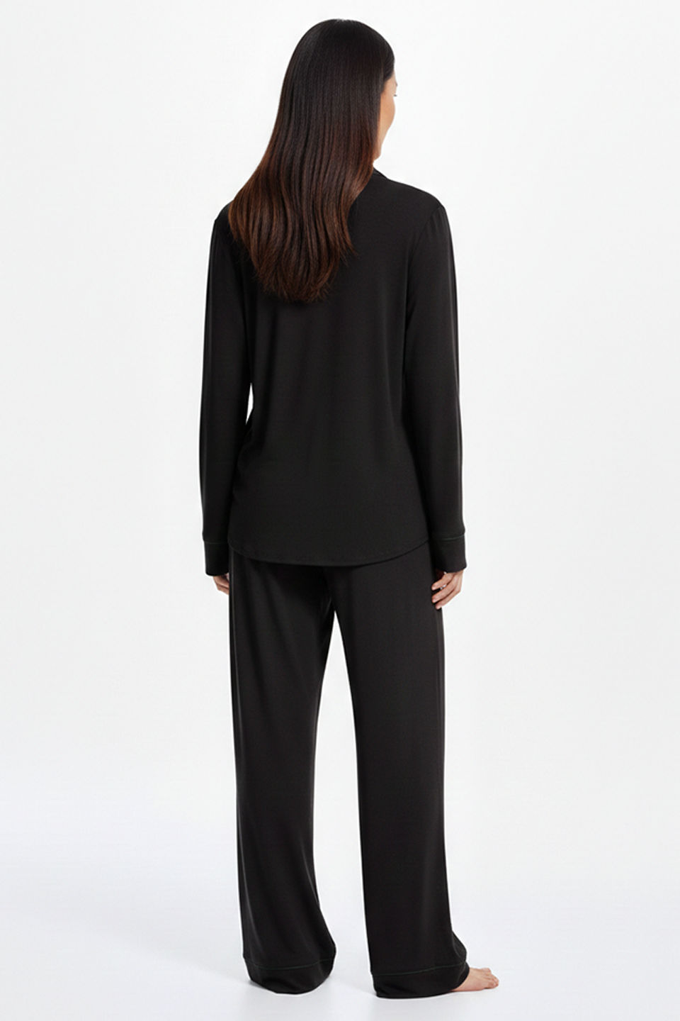 Emerce - Basic Linen Pajama Set - Black