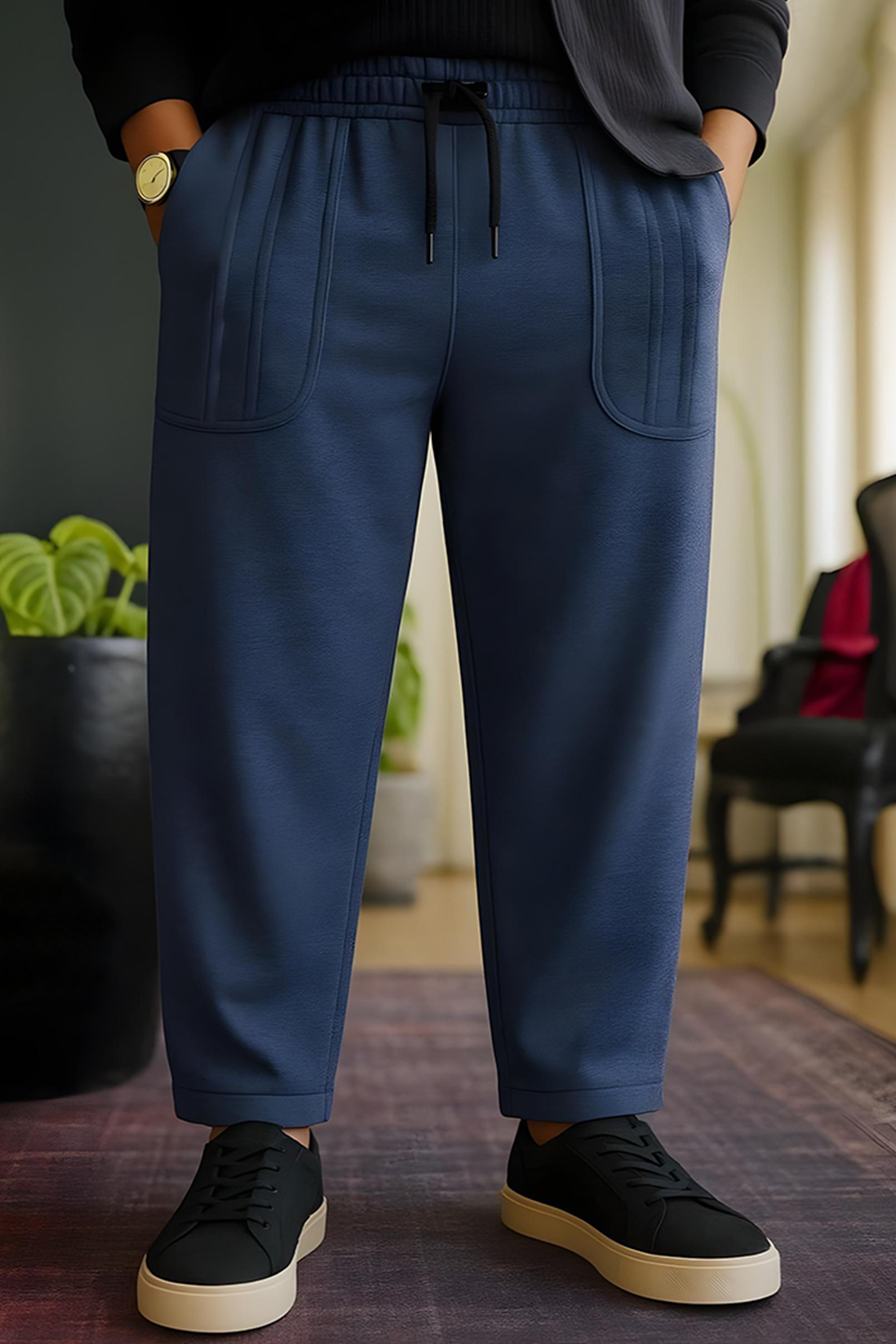 Emerce - Men Striped Pocket Trouser - Navy