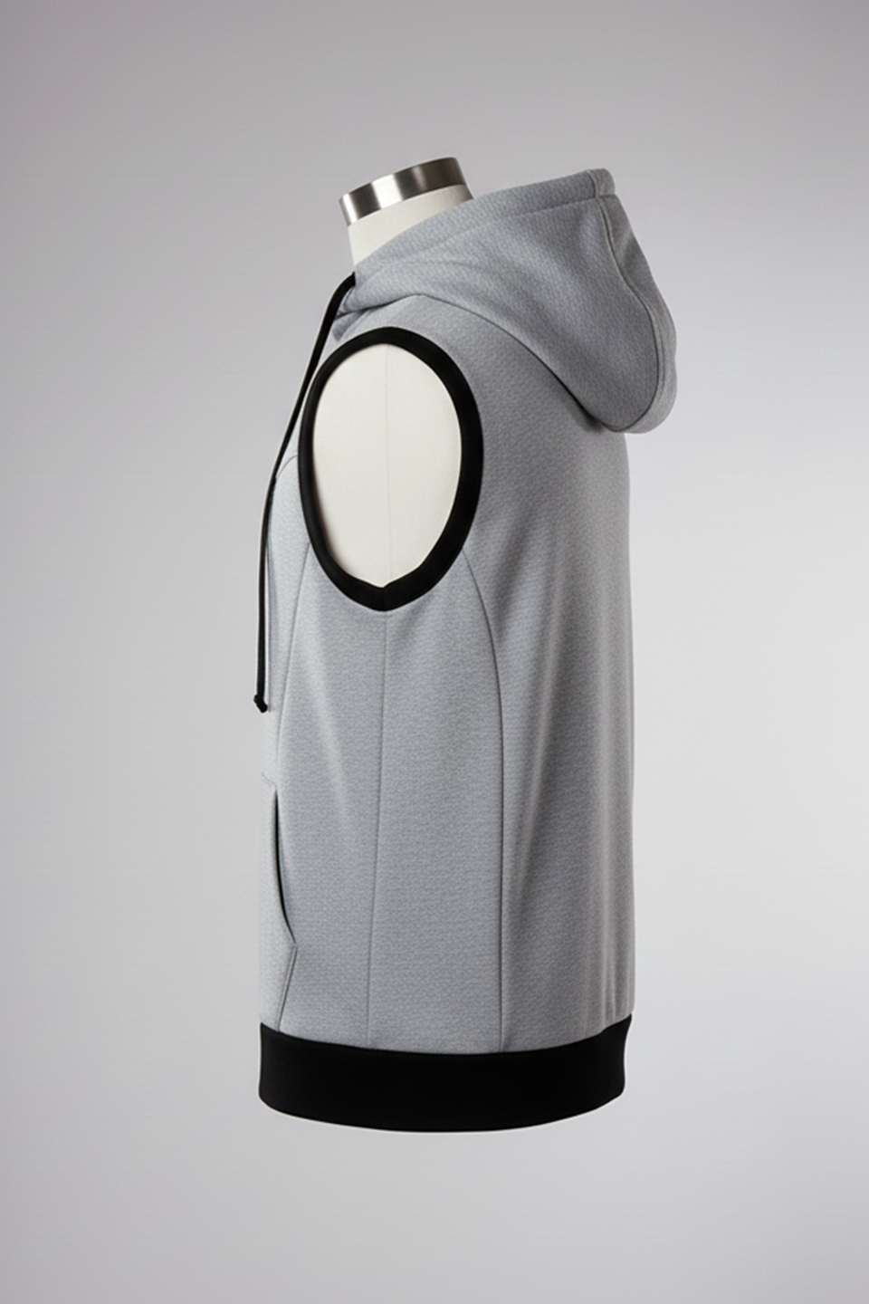 Emerce -GREY Sleeveless Hooded Zipper