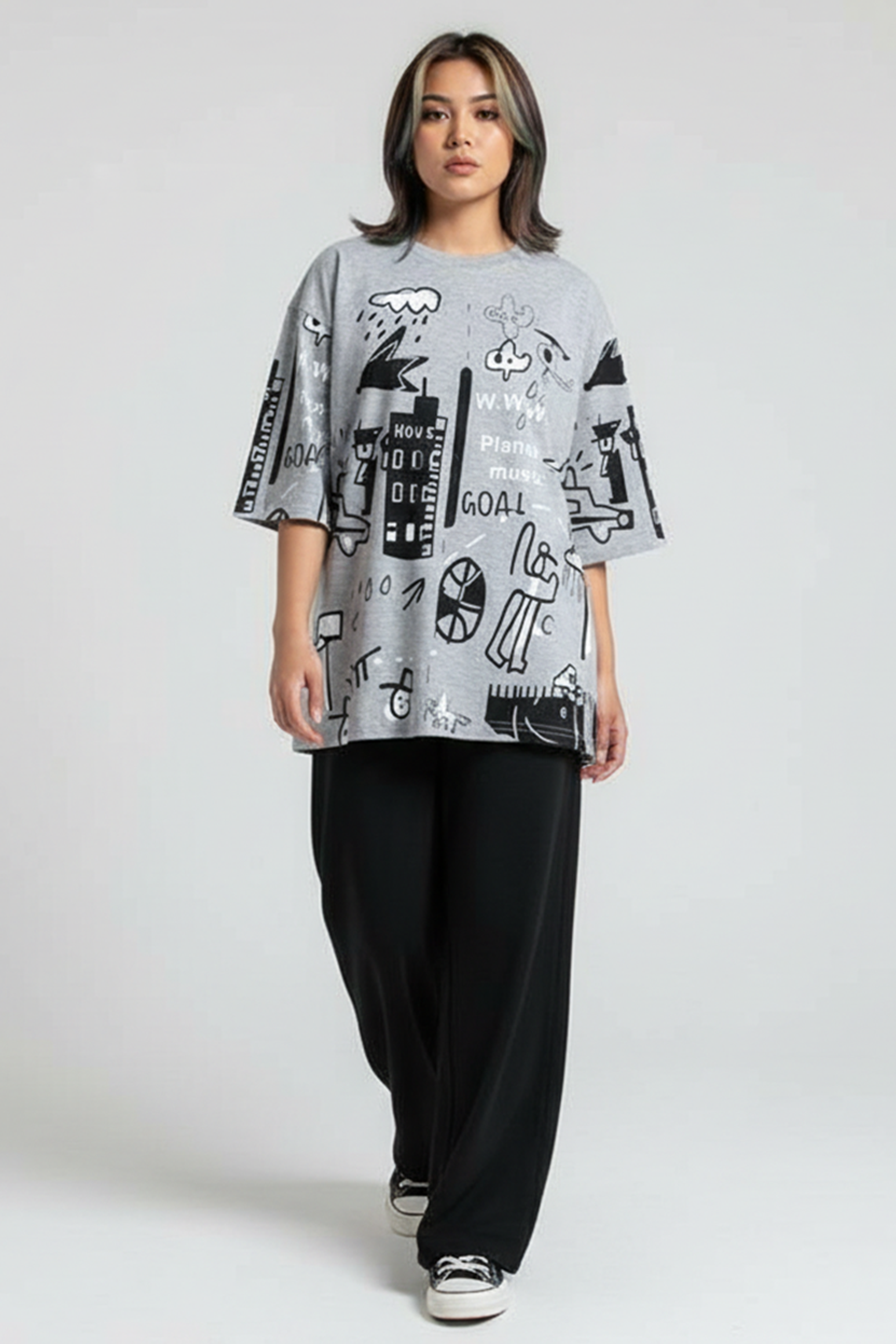 Emerce - N-Planet Printed PJ Suit- Grey