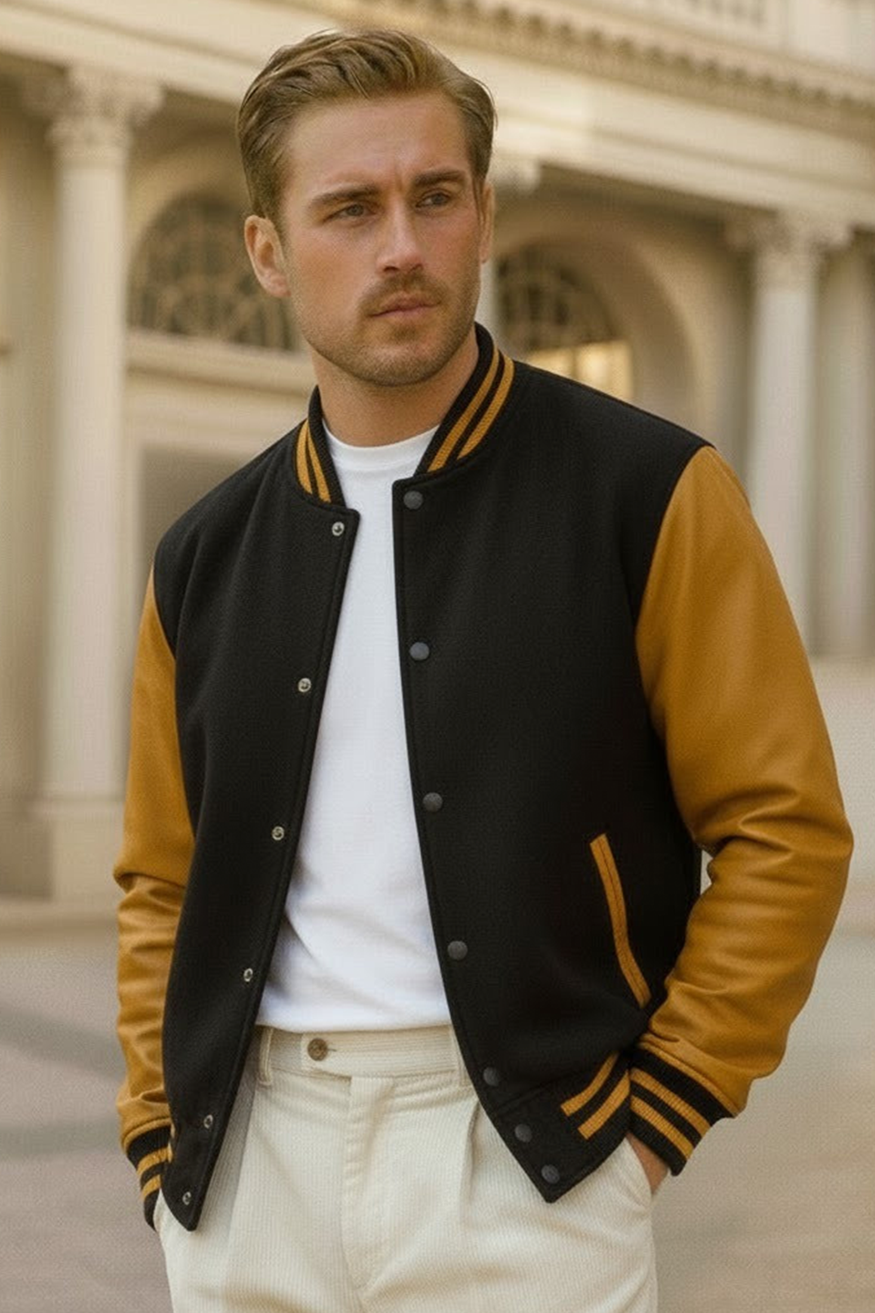 Emerce - Varsity Button Jacket - Black