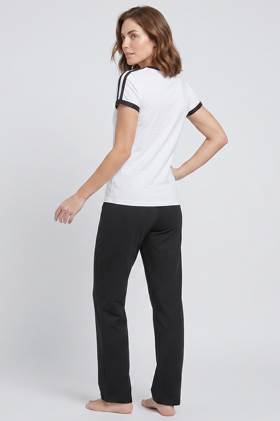WomenLines Track Suit With Collar Panel - White