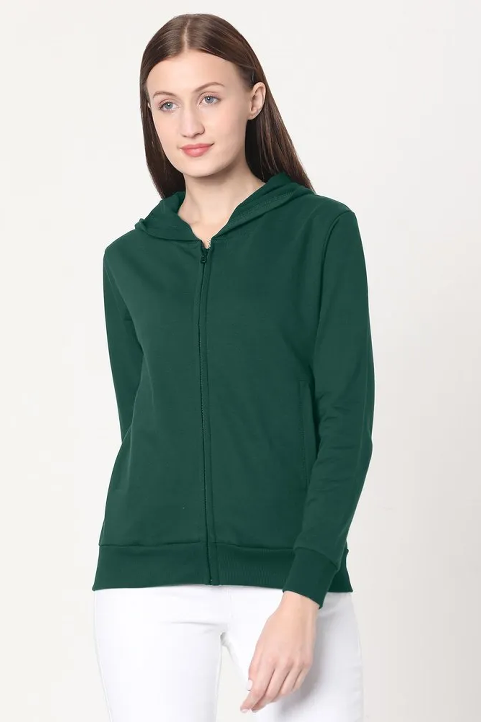 EMERCE -ZIPPER HOODIE - bottle green