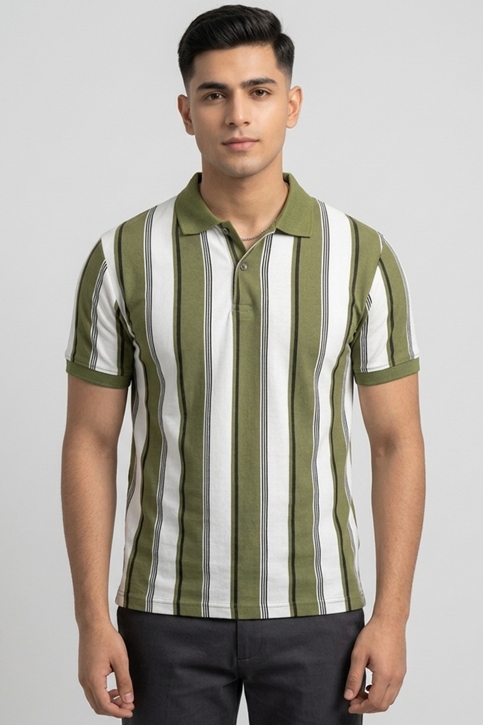 Emerce - Old Money Stripe N - Polo Olive
