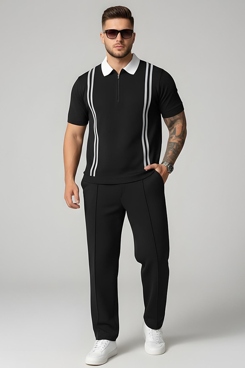 Emerce - Stripe Zip Tracksuit - Black