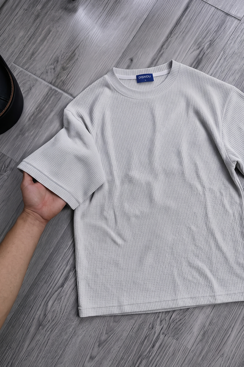 Emerce - Oversized Waffle Knit Tee For Men - GREY