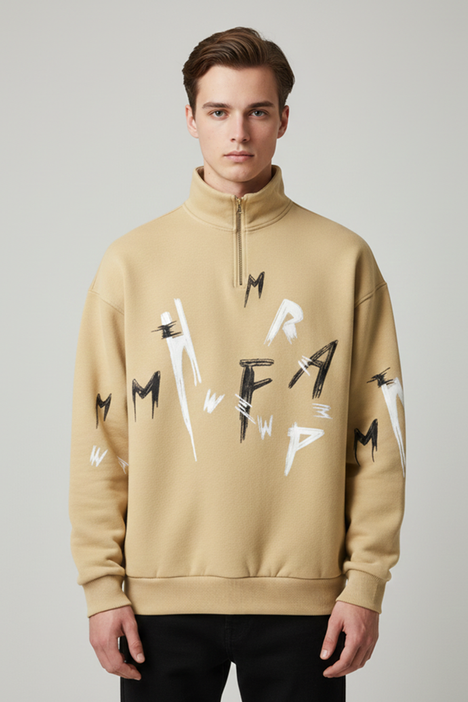 Emerce - Zipper Mock Neck - Beige