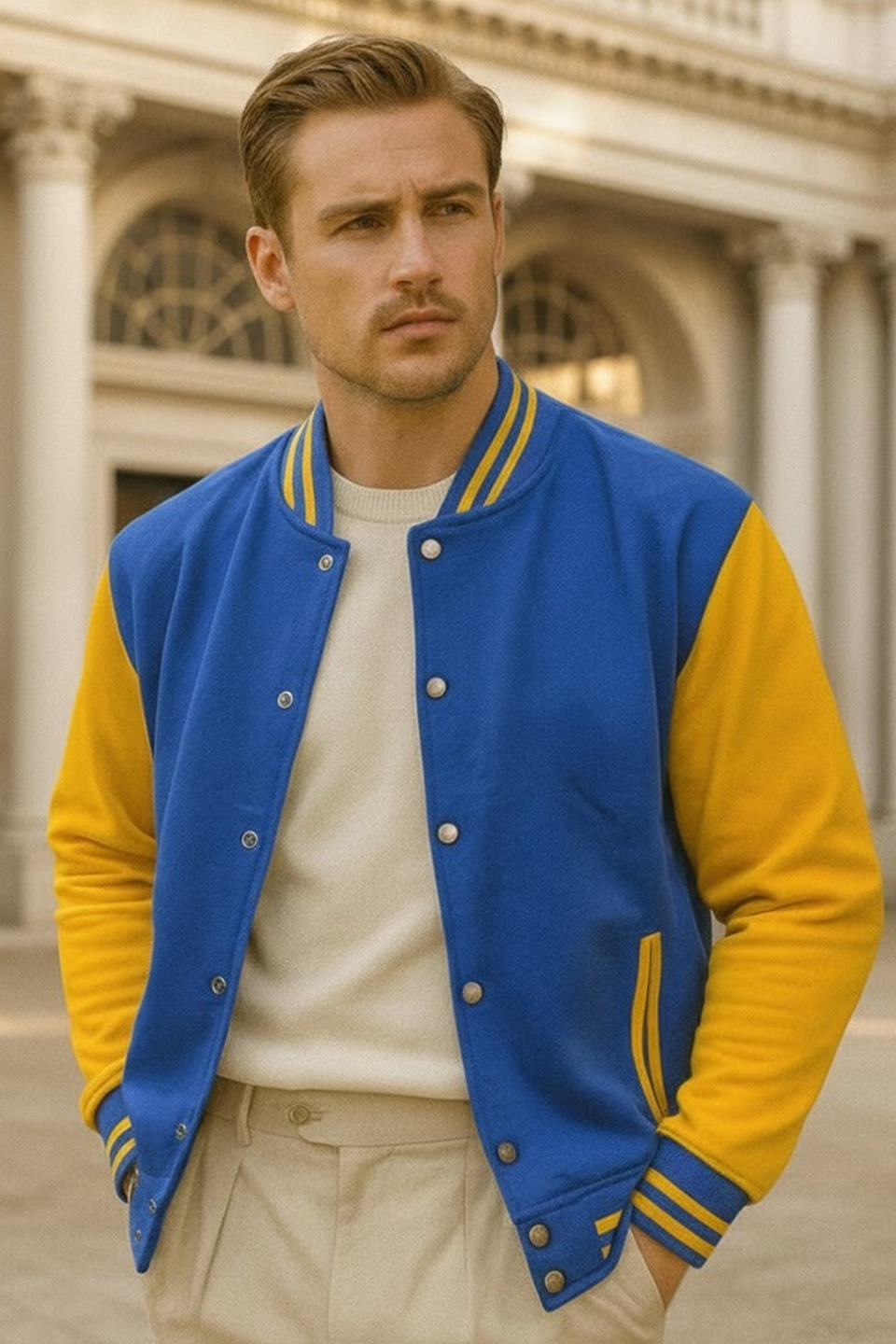 Emerce - Varsity Button Jacket - Blue