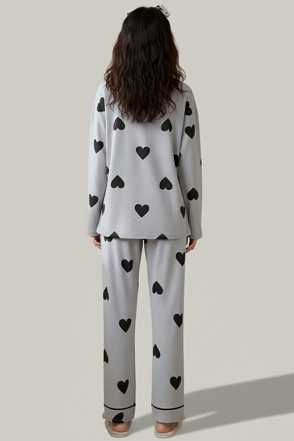 N-GREY HEARTS PRINTED PJ SET-