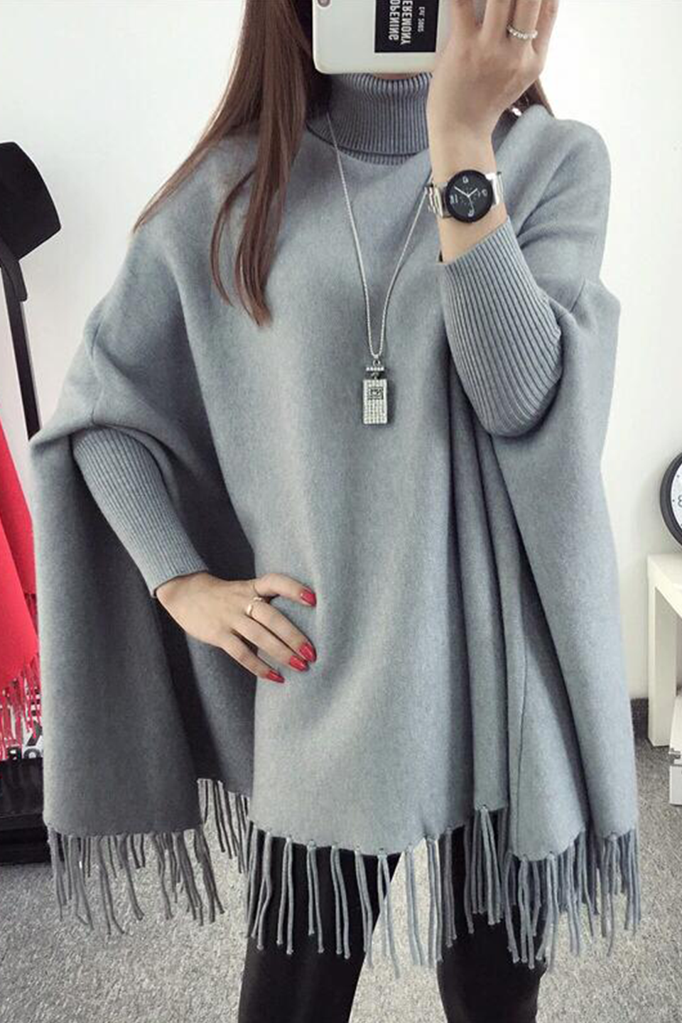 Emerce - PLAIN PONCHO - Grey
