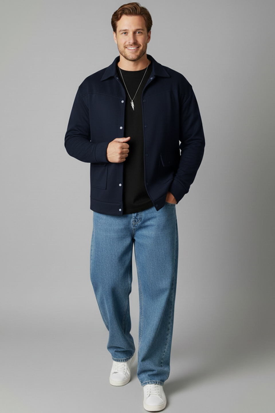 Emerce -WinterEase Button Jacket -NAVY BLUE