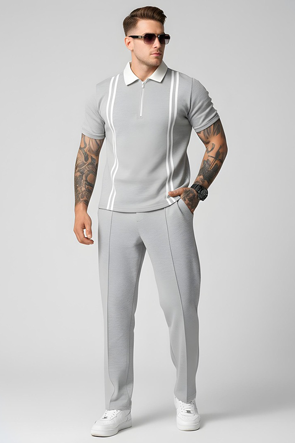 Emerce - Stripe Zip Tracksuit - Grey