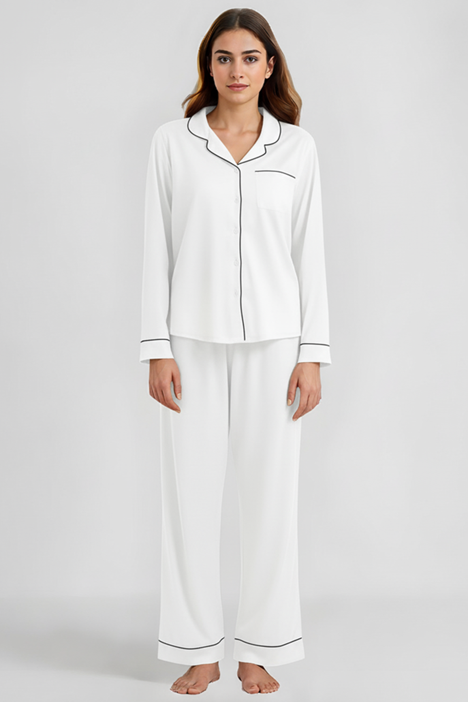 Emerce - SILK NIGHT SUIT - WHITE
