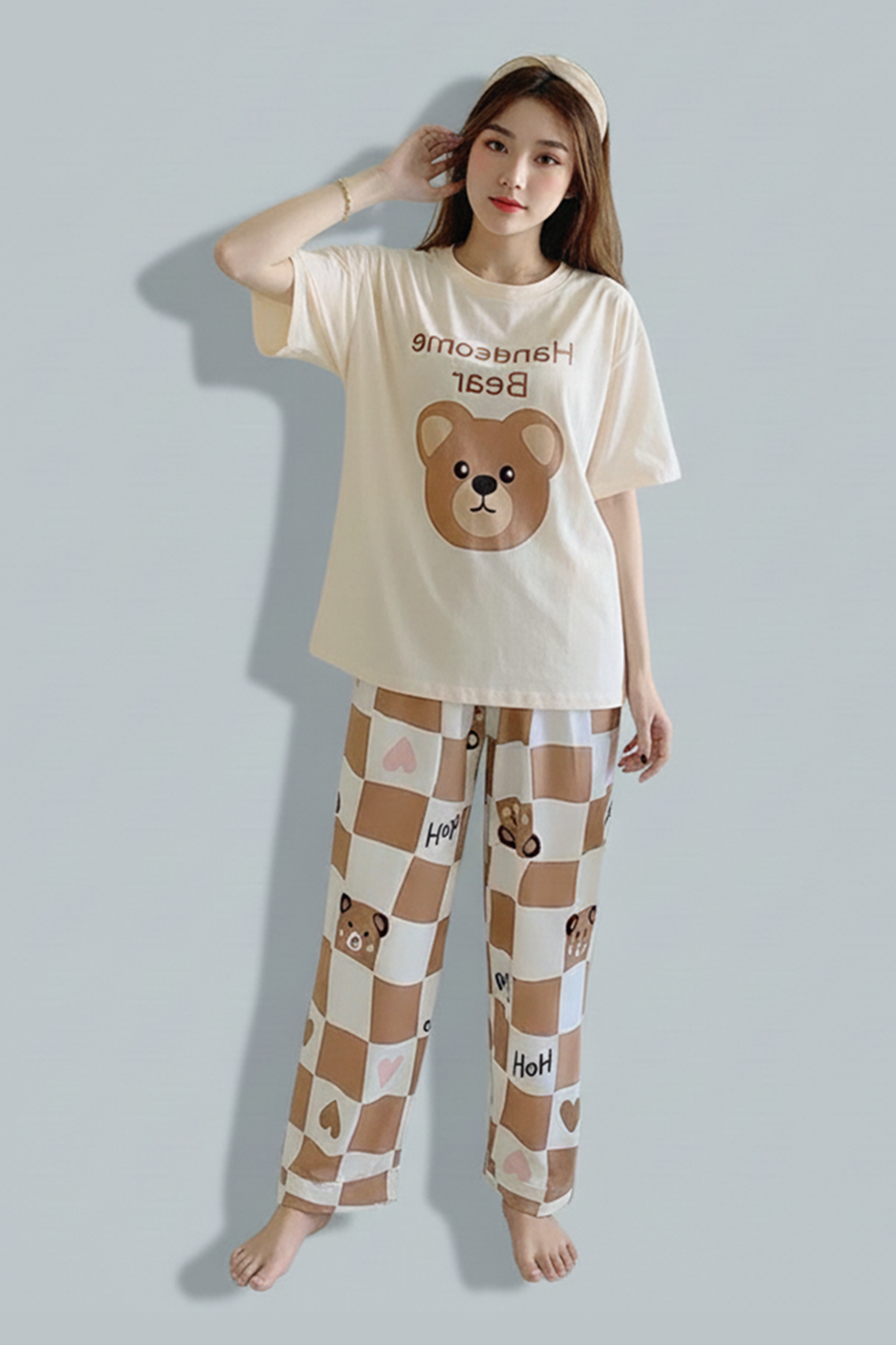 Emerce - Beige Bear Printed Night Suit