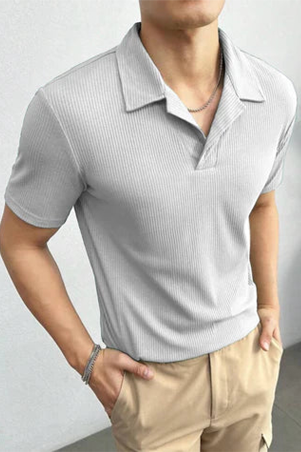 Emerce - Waffle Knitted Polo - GREY