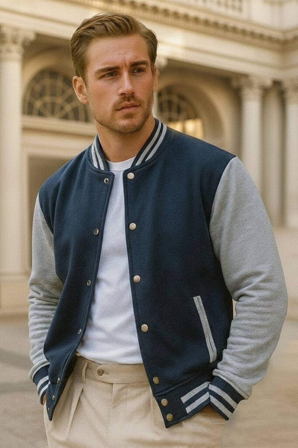 Emerce - Varsity Button Jacket - Navy