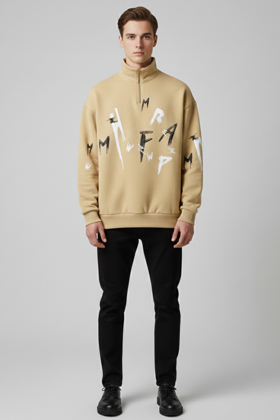 Emerce - Zipper Mock Neck - Beige