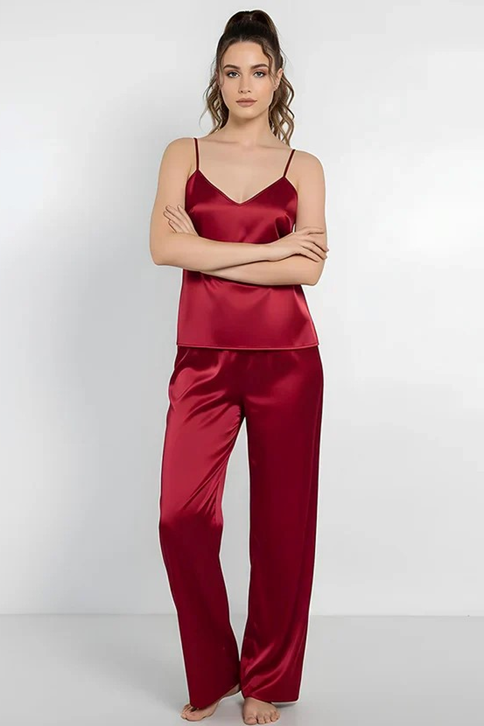 Emerce - Silk Cami Comfort Set - Red