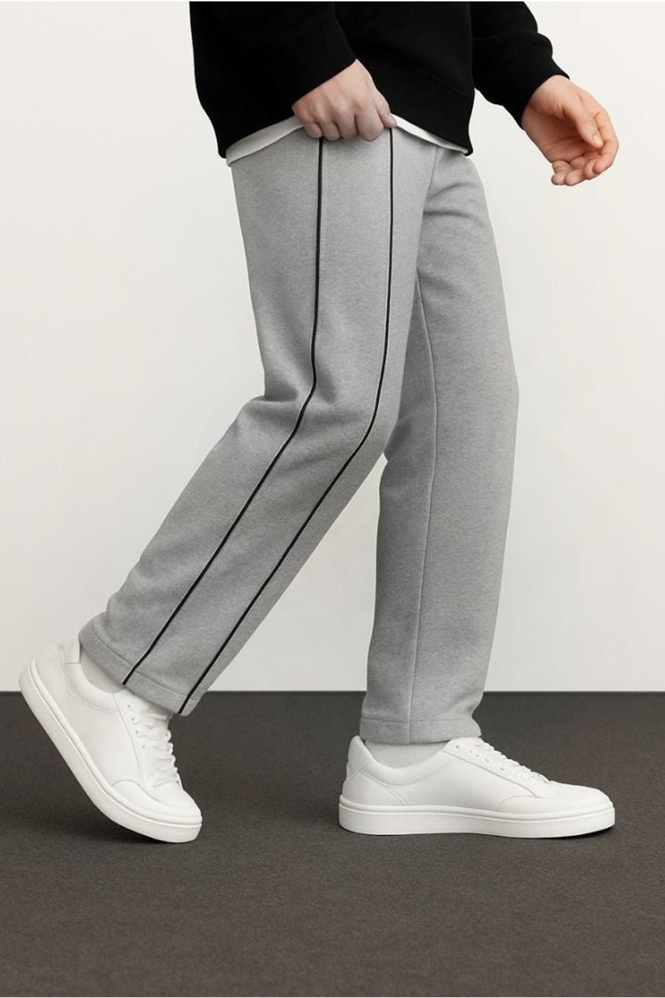 Emerce - Stripe Line Loose Bottom Trouser - Grey