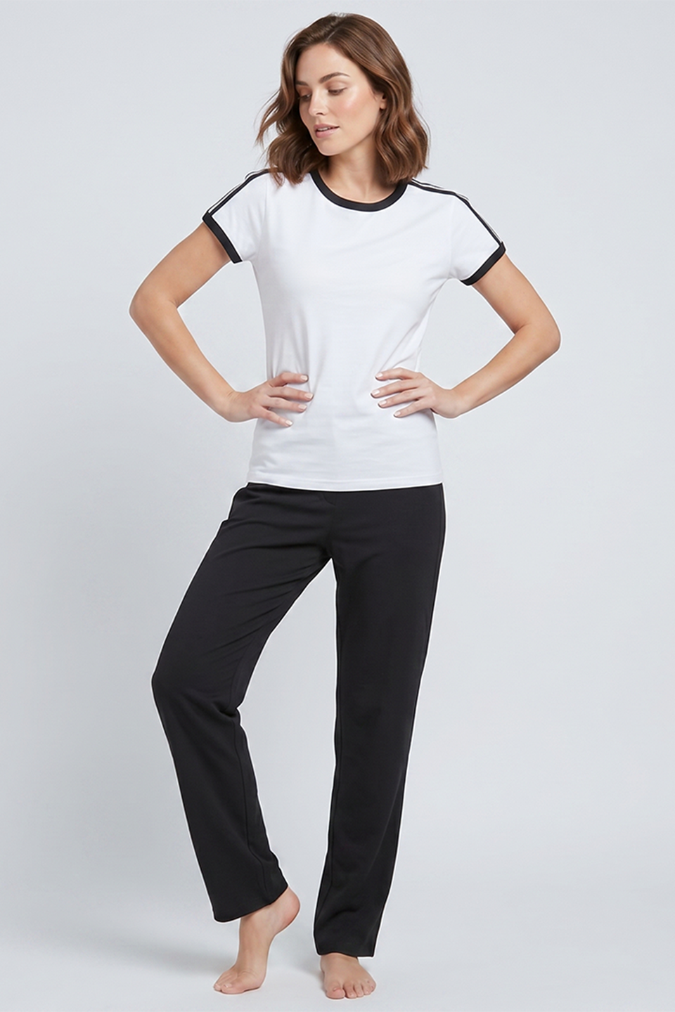 WomenLines Track Suit With Collar Panel - White
