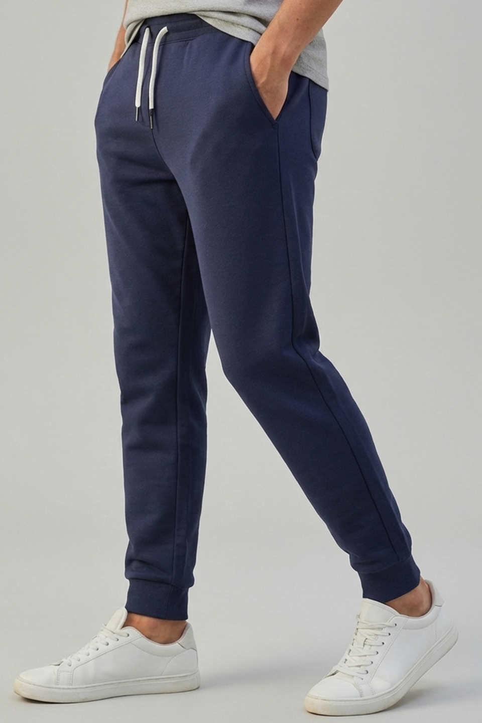 Emerce - Rib Cotton Fleece  Trouser - Navy