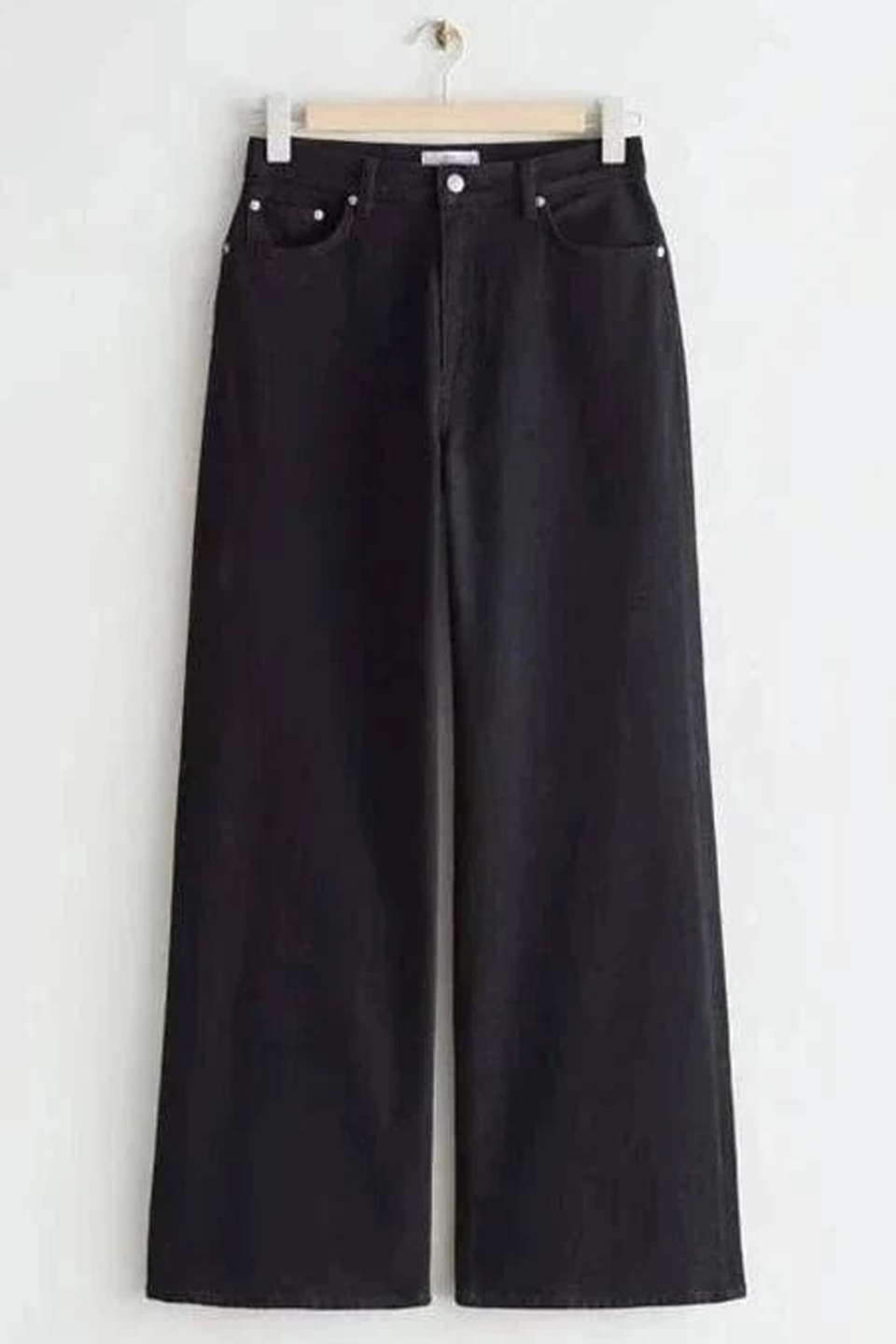 Plain Wide Leg Jeans - Black
