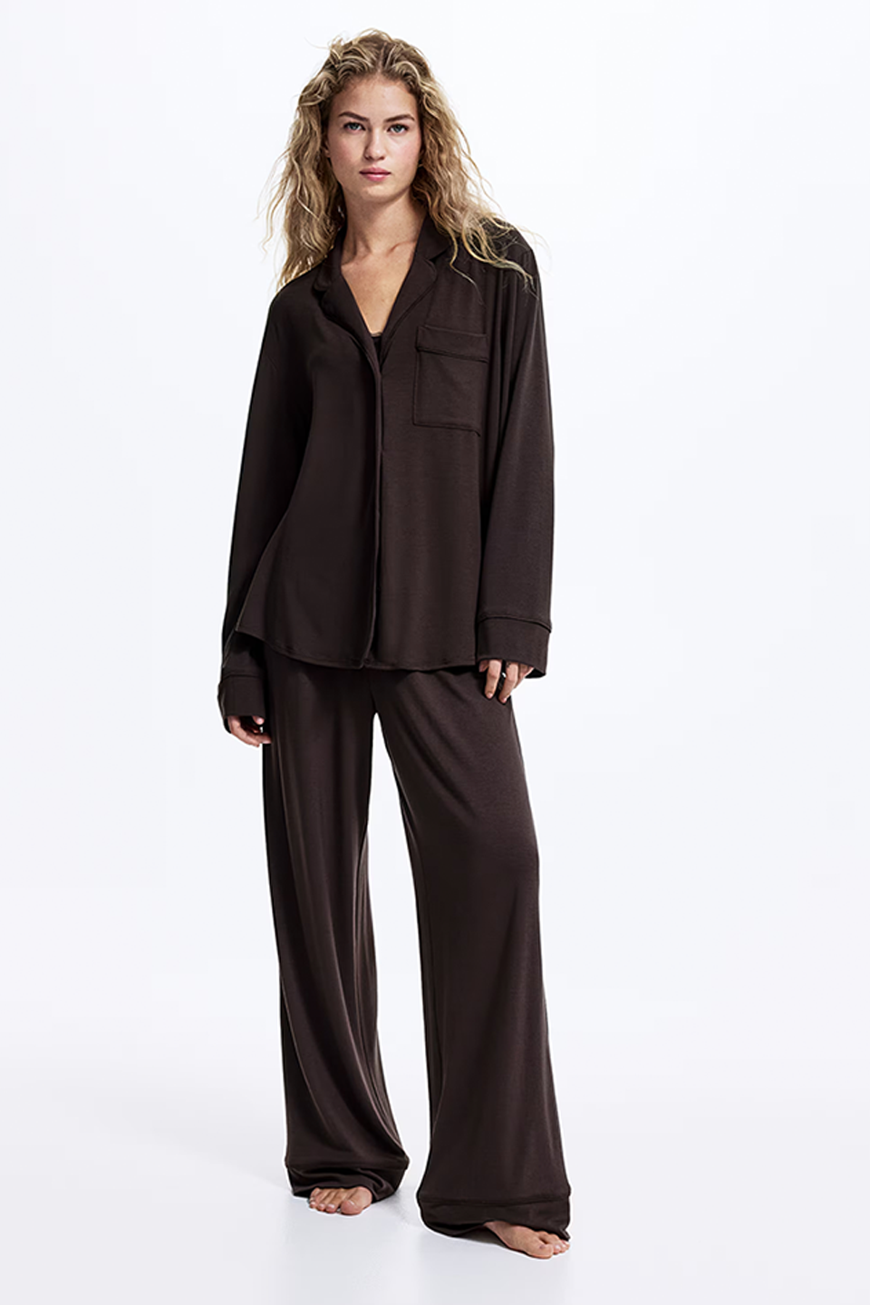 Emerce - Basic Linen Pajama Set - Mocha